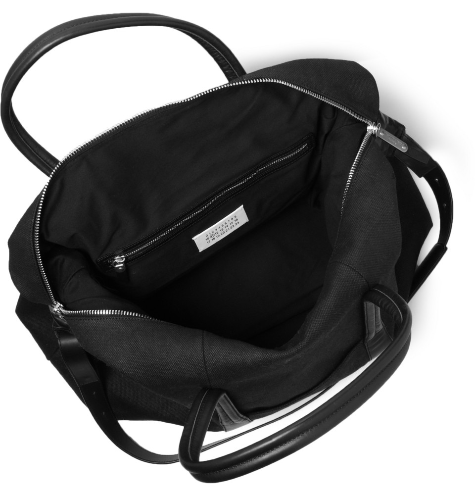 336461 mrp e1 xl Maison Martin Margiela Leather Trimmed Canvas Holdall Bag