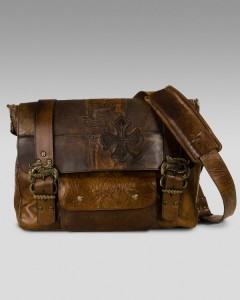 Mark Nason Double-Buckle Leather Messenger Bag