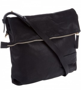 Emporio Armani Black Leather Messenger Bag