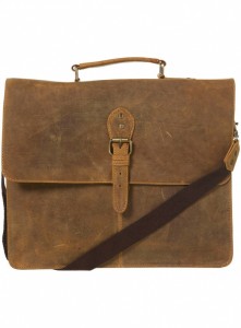 Tan Washed Leather Briefcase at Topman