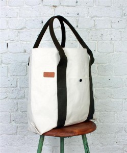Albam Ecro & Olive Canvas Tote Bag