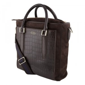 Smythson Medium Brown Crocodile Leather Tote Bag
